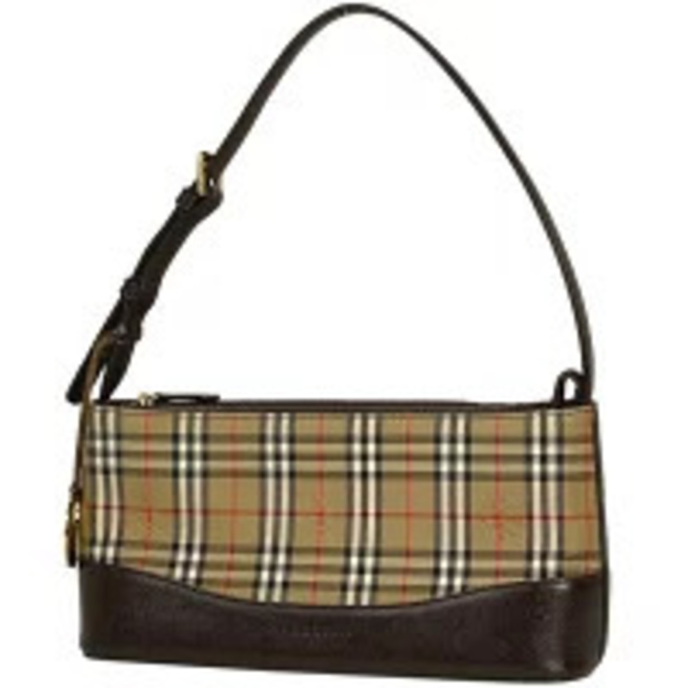 Burberry Check Shoulder Bag Hobo Canvas Brown